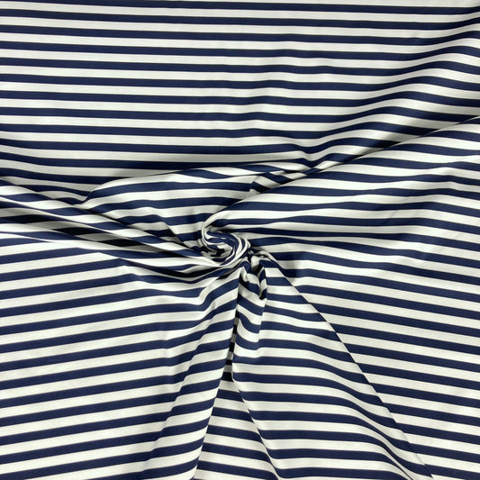 Lycra with dark blue horizontal stripes